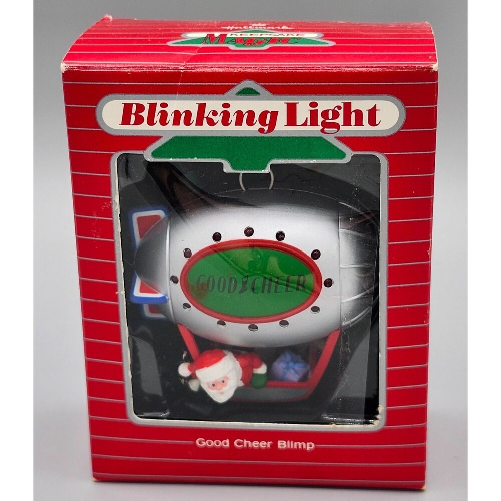 Vintage 1987 Hallmark Good Cheer Blimp Christmas Tree Ornament Blinking Light